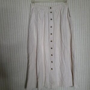 TravelSmith Linen Blend Midi Skirt & Matching Jacket Set Natural Beige Women's